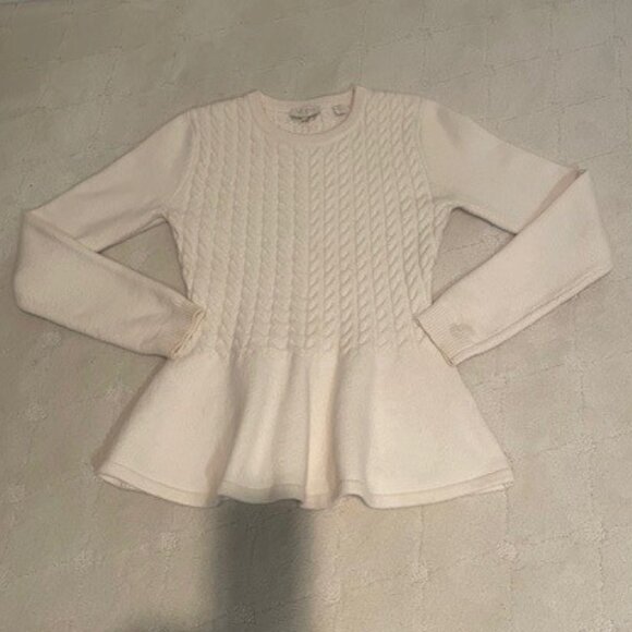 Ted Baker Cream Peplum Cable Knit Sweater – SZ 4 - Picture 1 of 15